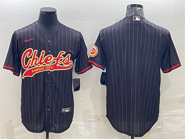 Men's Kansas City Chiefs Blank Black With Patch Cool Base Stitched Baseball Jersey